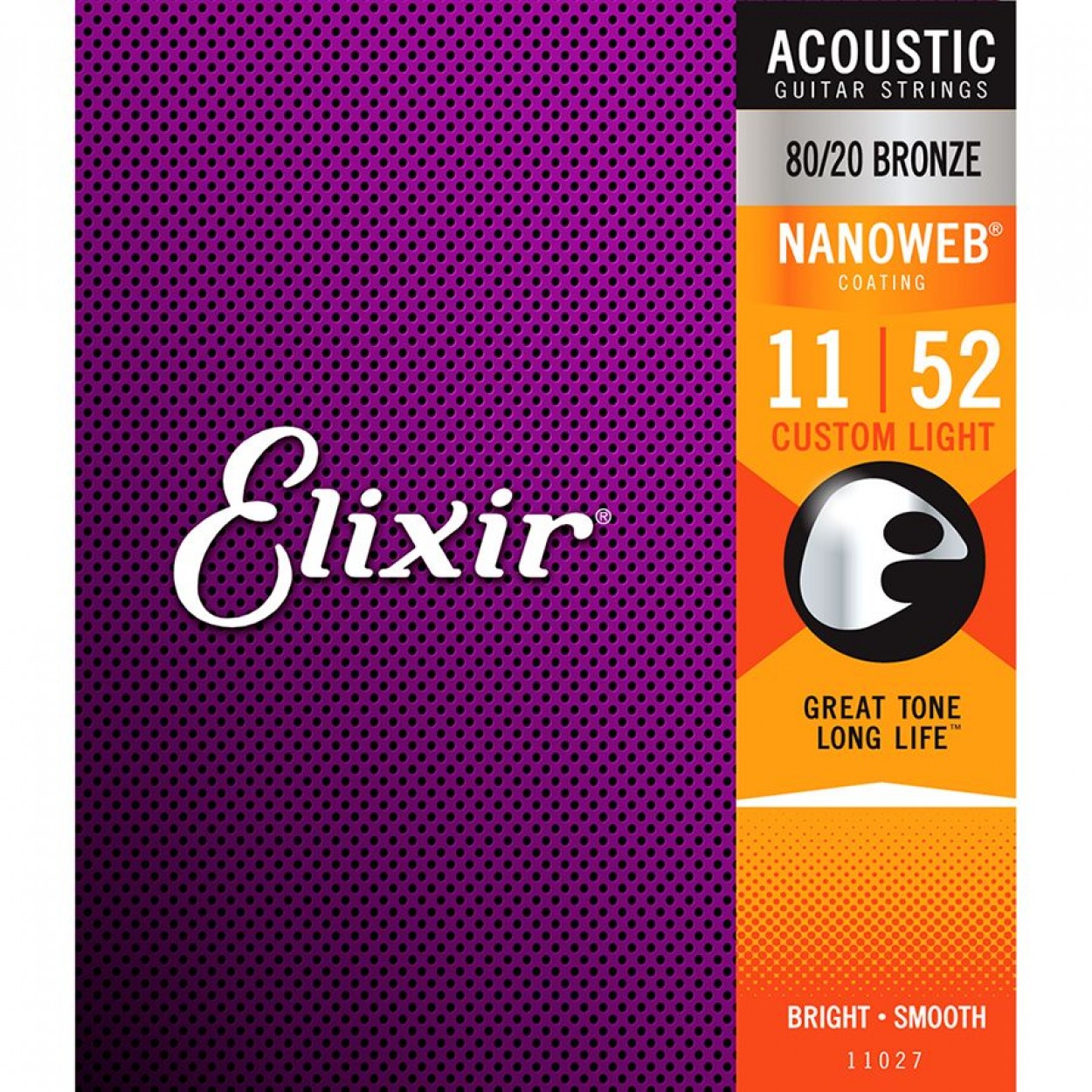 Elixir Acoustic Guitar Strings Nanoweb Custom Light 11-52