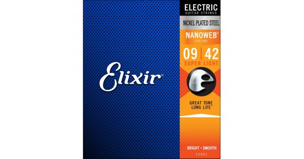 Elixir Electric Guitar Strings Nanoweb Super Light 9 42